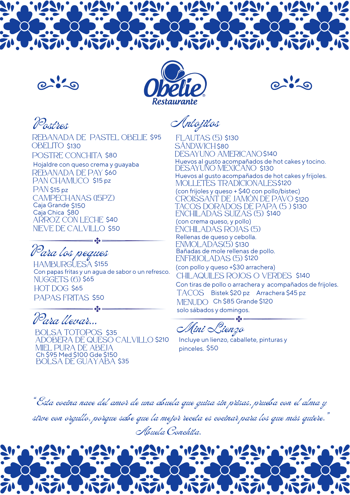 Segunda pagina del menu de Obelie